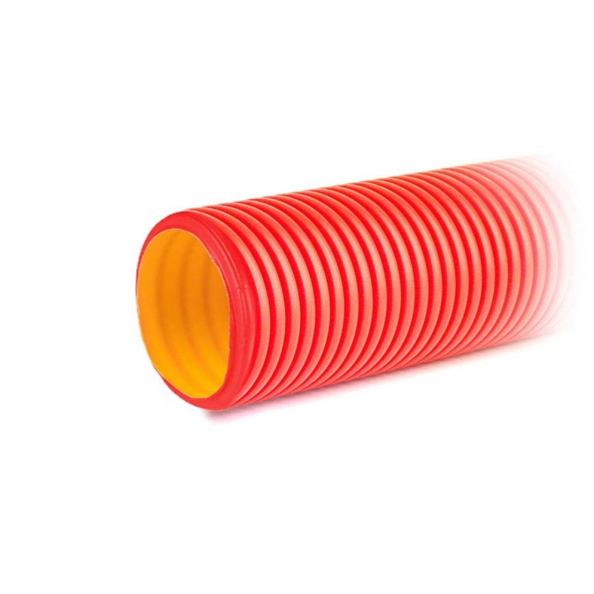 Двустенная труба ПНД гибкая для кабельной канализации д.50мм с протяжкой, SN13, в бухте 100м, цвет красный.