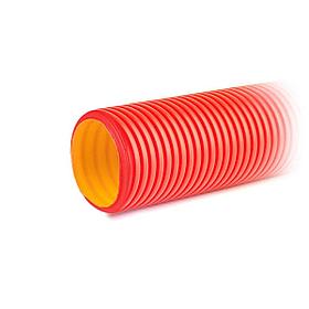 Двустенная труба ПНД гибкая для кабельной канализации д.110мм с протяжкой, SN8, в бухте 50м, цвет красный.