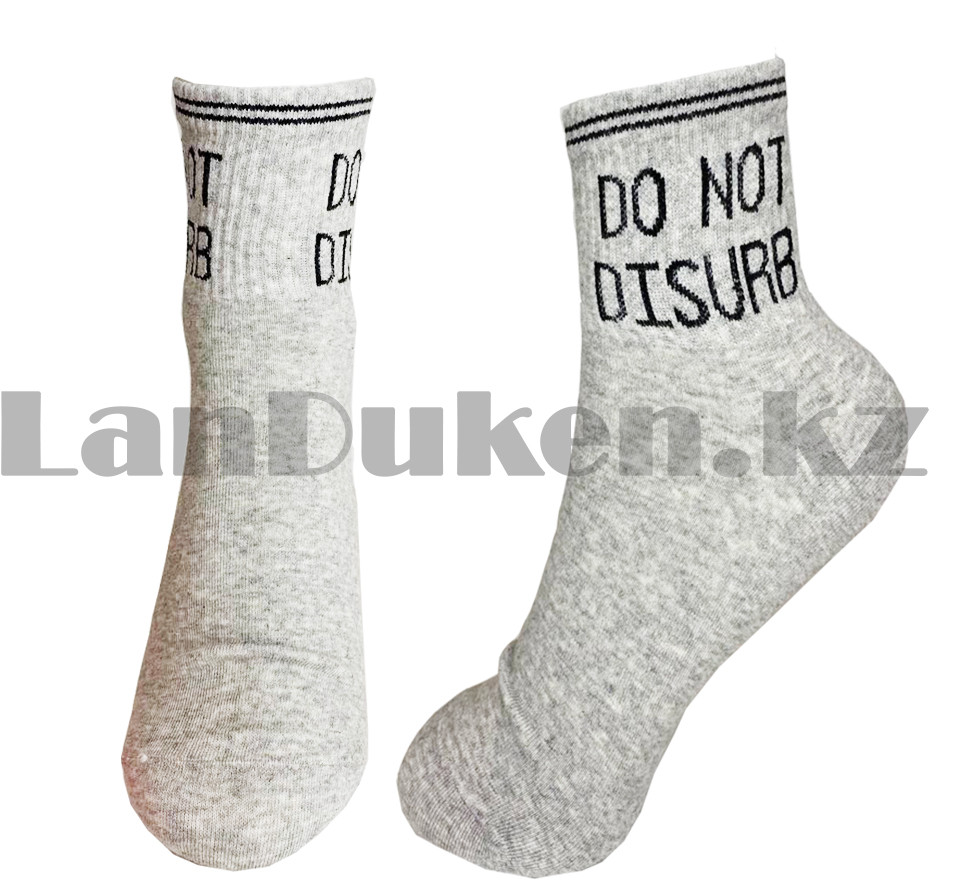 Носки женские хлопковые с надписью "Do not disurb" 37-42 размер Jieerli BH124 серые - фото 2 - id-p85021814