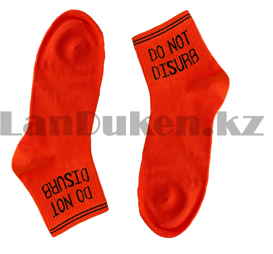 Носки женские хлопковые с надписью "Do not disurb" 37-42 размер Jieerli BH124 оранжевые - фото 2 - id-p85021824
