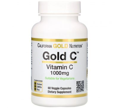 California Gold Nutrition, Gold C, витамин C, 1000 мг, 60 растительных капсул (iherb) - фото 1 - id-p85159152