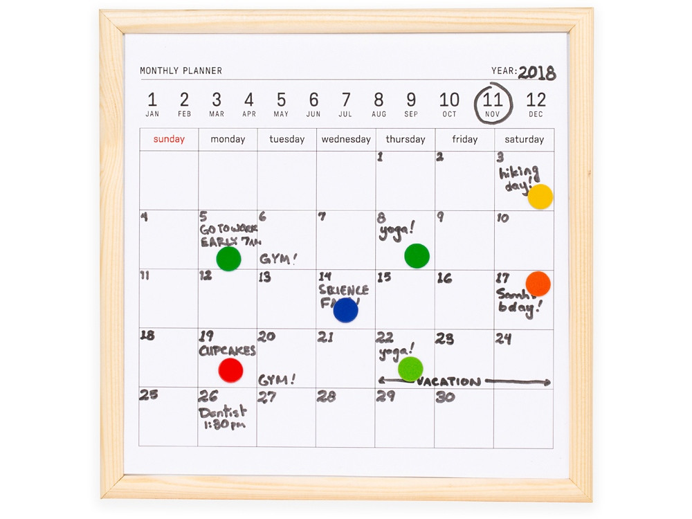 Календарь для заметок с маркером Whiteboard calendar - фото 1 - id-p85159551