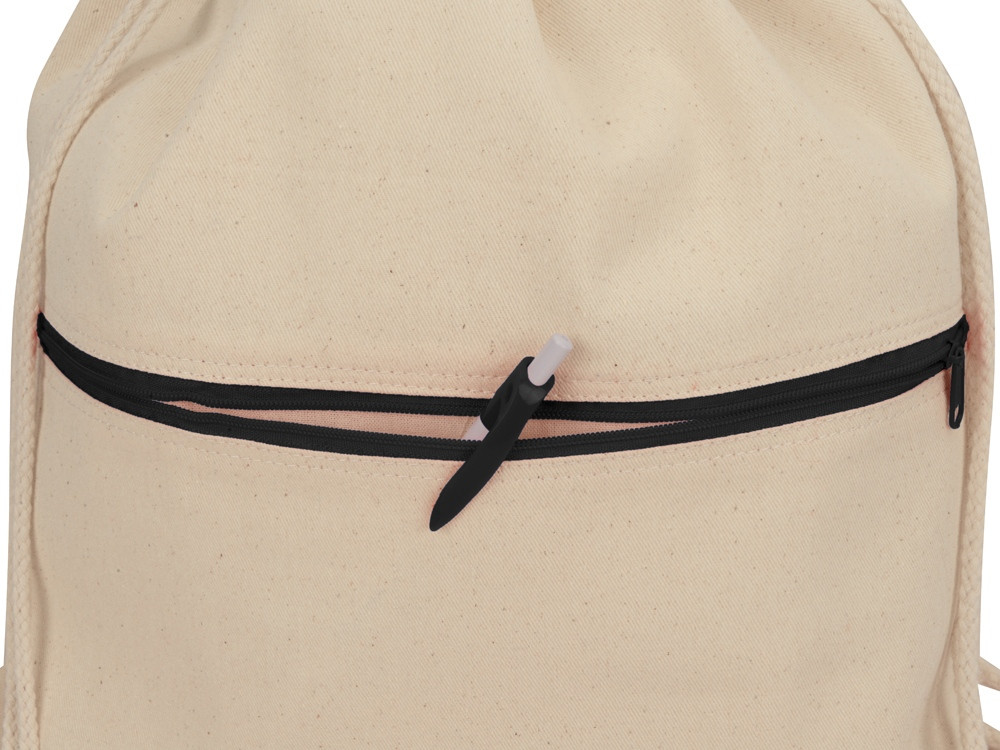 Рюкзак-мешок хлопковый Lark с цветной молнией, натуральный/черный - фото 2 - id-p85159562