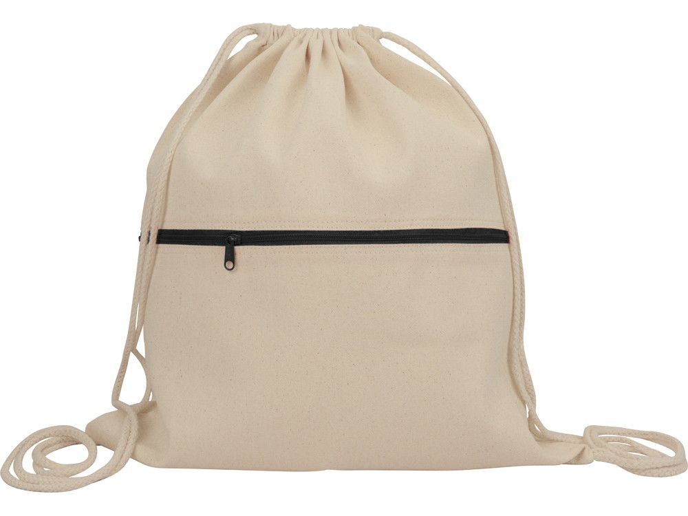 Рюкзак-мешок хлопковый Lark с цветной молнией, натуральный/черный - фото 3 - id-p85159562