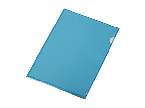 Папка-уголок прозрачный формата  А4 0,18 мм, синий глянцевый, фото 2
