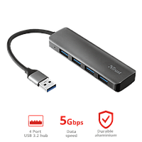 TRUST Halyx Aluminium Разветвитель USB 4 PORT USB 3.2 HUB