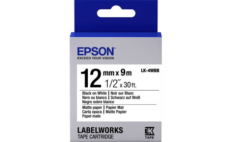 Epson C53S654023 Лента маркировочная LK4WBB Matte Pap Blk/Wht 12/9