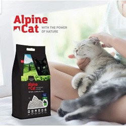 Alpine cat,комкующийся наполнитель с активированным углем и зеленым чаем,5 л. 4 кг