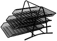 Лоток горизонтальный DELI на 3 отделения, металлический черный