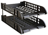 Лоток горизонтальный DELI, 2-х рядный, пластик, черный