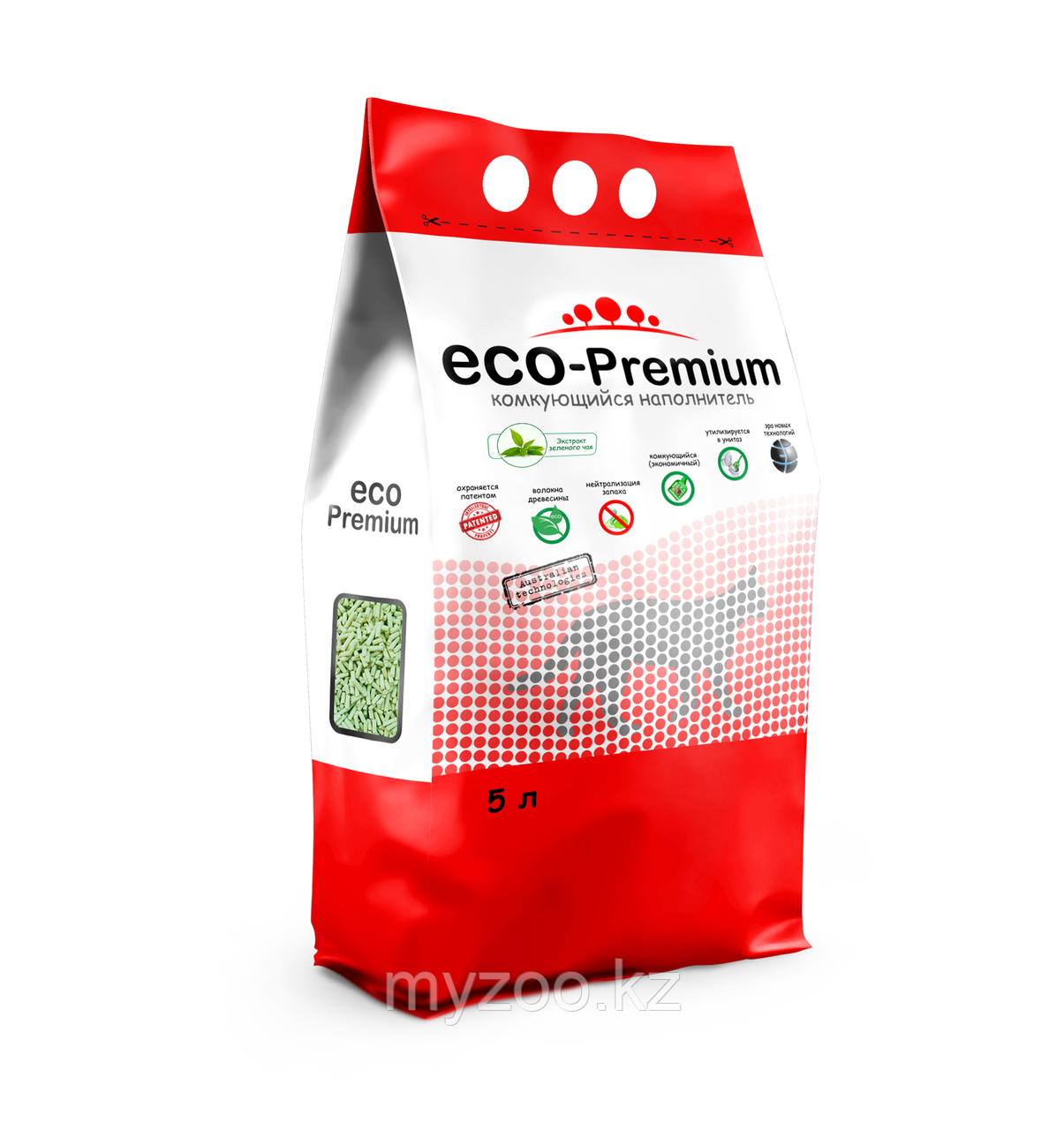 ECO-Premium Зеленый чай, 5 л |Эко-премиум комкующийся древесный наполнитель|