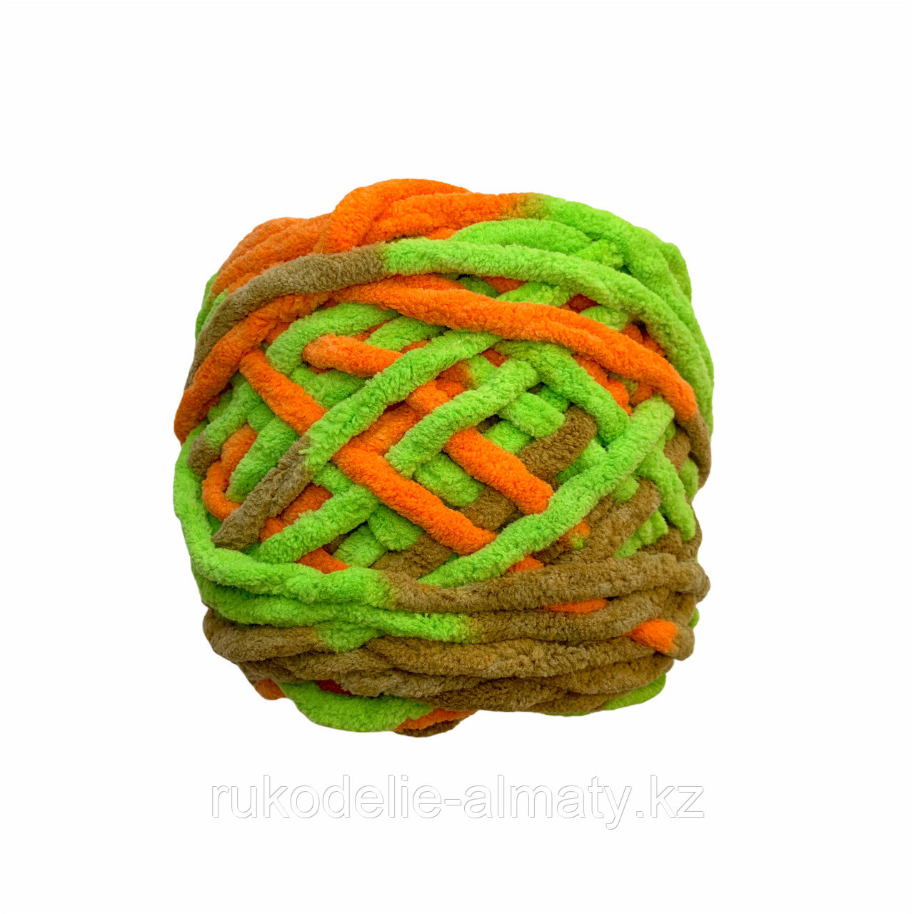 Велюровая пряжа для ручного вязания, толщиной 0,8 мм салатов-оранж - фото 1 - id-p85169343
