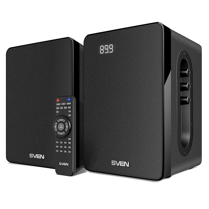 SVEN SPS-710, чёрный, акустическая система 2.0, мощность 2х20Вт (RMS), FM-тюнер, USB/SD, дисплей / - фото 1 - id-p85019136