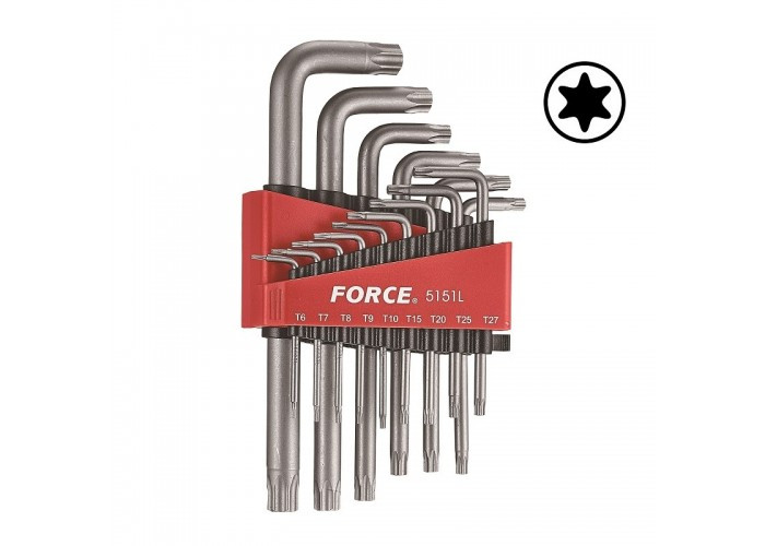 Набор TORX Г-обр. 15 пр. (Т6-Т60) удлиненных с дыркой FORCE 5151LT - фото 1 - id-p85178494