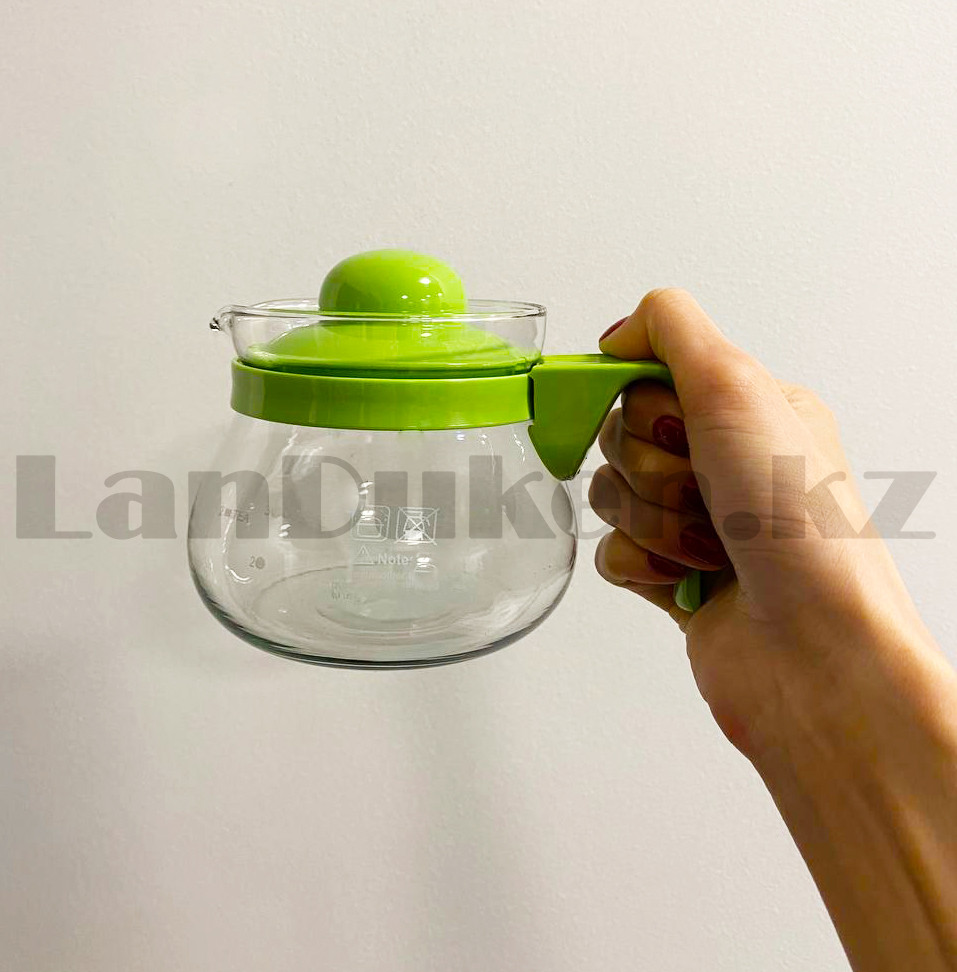 Чайник заварочный стеклянный с удобной ручкой для заварки кофе, чая 500 мл XY-501 зеленый - фото 4 - id-p85182719