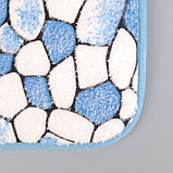 Набор ковриков для ванны и туалета «Галька», 2 шт: 40×50, 50×80 см, цвет синий, фото 2