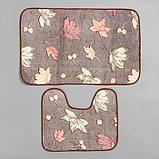 Набор ковриков для ванны и туалета Доляна «Осенние листья», 2 шт: 40×50, 50×80 см, фото 2