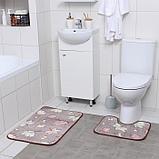 Набор ковриков для ванны и туалета Доляна «Осенние листья», 2 шт: 40×50, 50×80 см, фото 5