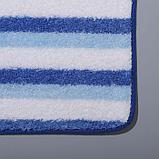 Набор ковриков для ванны и туалета Доляна «Полосатик», 2 шт: 50×80, 40×50 см, цвет сине-белый, фото 3