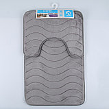 Набор ковриков для ванны и туалета «Волна», 2 шт: 40×50, 50×80 см, цвет серый, фото 5