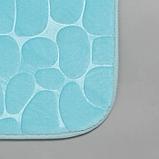 Набор ковриков для ванны и туалета «Галька, ракушки», 2 шт: 40×50, 50×80 см, цвет бирюзовый, фото 3