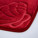 Набор ковриков для ванны и туалета Доляна «Ракушки», объёмные, 2 шт: 40×50, 50×80 см, цвет бордовый, фото 3