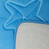Набор ковриков для ванны и туалета «Ракушки», объёмные, 2 шт: 40×50, 50×80 см, цвет голубой, фото 4