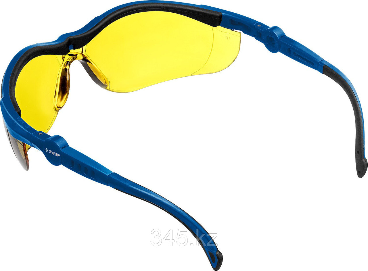 Очки защитные открытого типа ЗУБР Прогресс 9 Желтые, регулируемые дужки. - фото 3 - id-p85235412