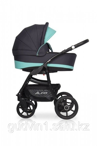 Коляска 2 в 1 Riko Basic Alfa Ecco, 04 графит-бирюзовый