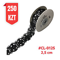Кружево черное, шелковое 25 мм, CL-0125 black