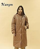 Женская куртка (эко кожа) brown