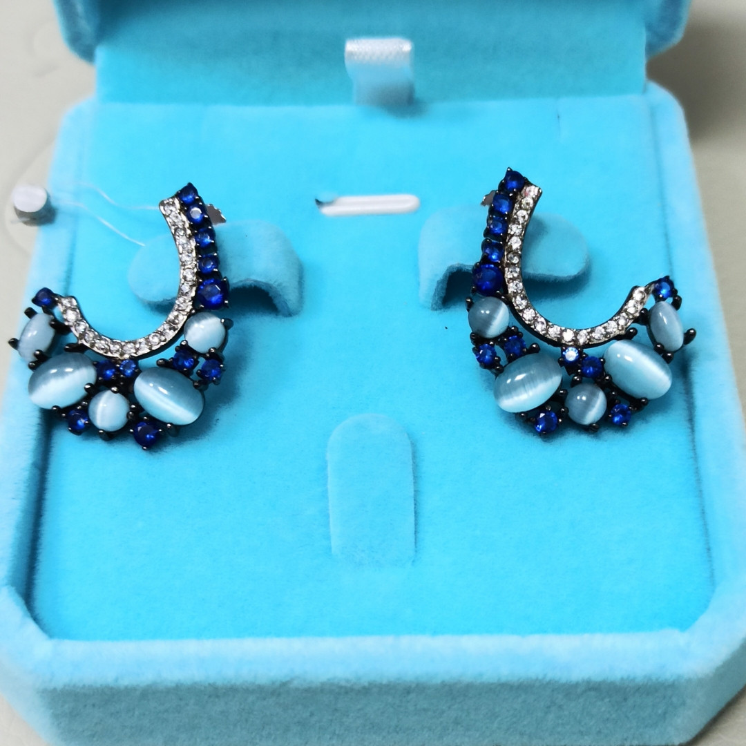 Серьги с кошачим глазом
