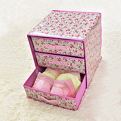 Органайзер комод 3 ящика (розовый с цветочками)
