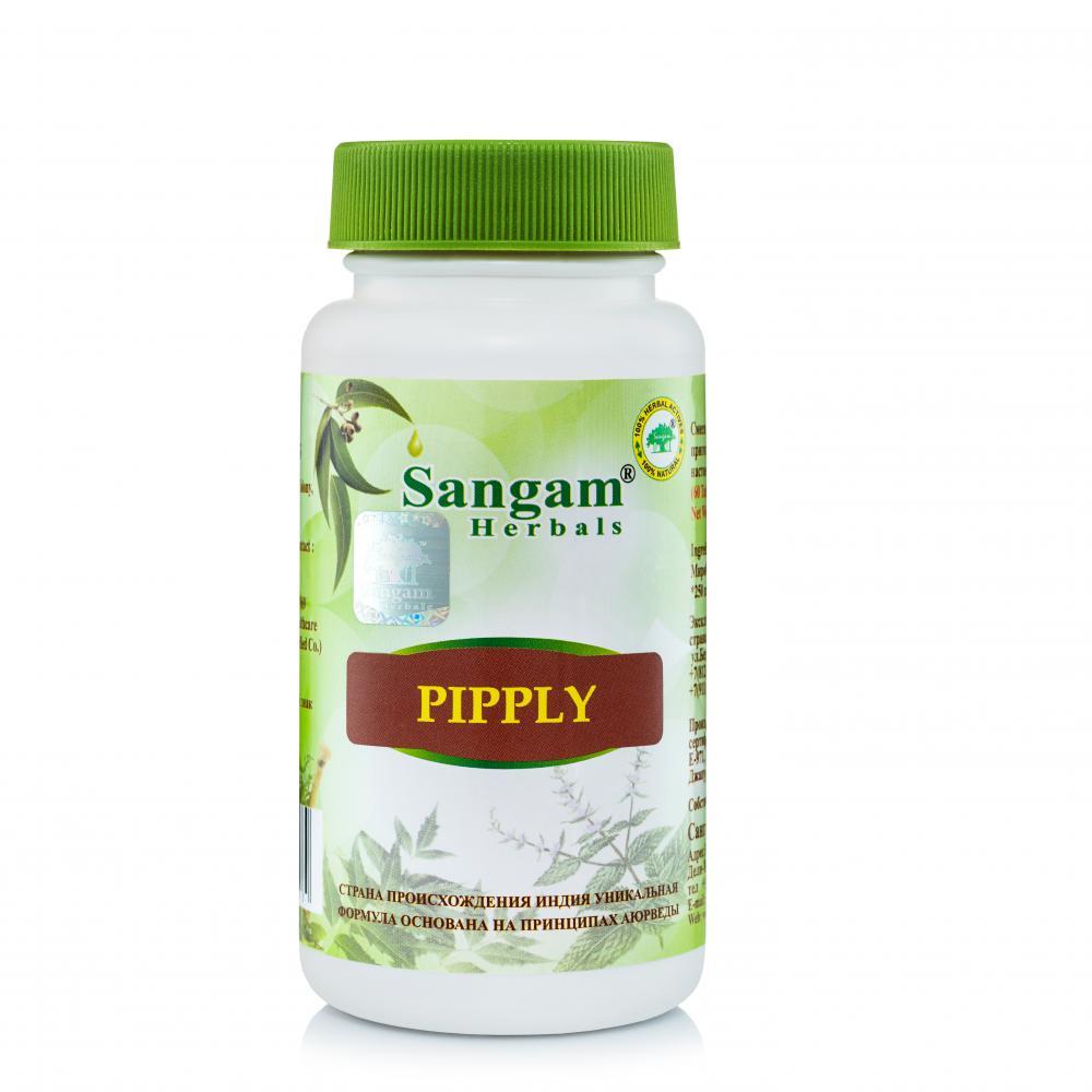 Пиппали 60 таб, Sangam Herbals,  стимулятор работы бронхолегочной, пищеварительной систем