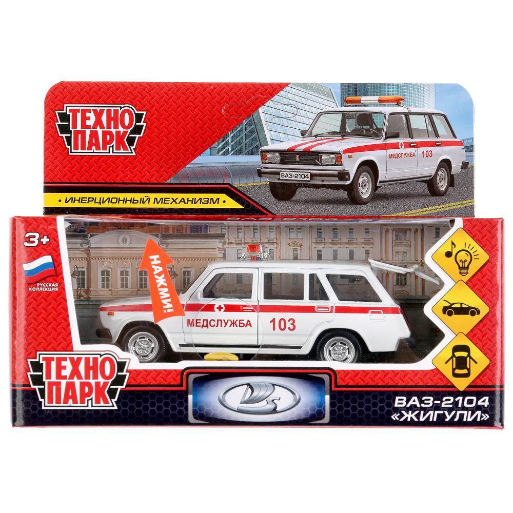 ТехноПарк Металлическая инерционная модель ВАЗ-2104 Жигули, Медслужба, 12 см. (звук), фото 1