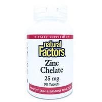 Natural Factors, Хелатный цинк, 25 мг, 90 таблеток