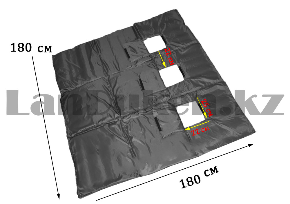 Пол для зимней палатки каремат складной с отверстиями для лунок 180х180 см черный - фото 2 - id-p85230922