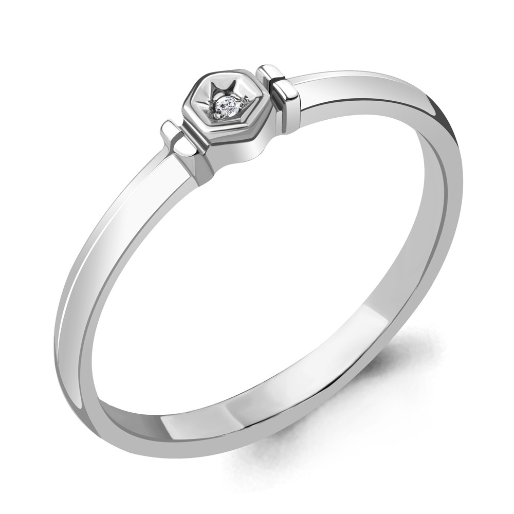 Кольцо из серебра с натуральным бриллиантом - размер 16