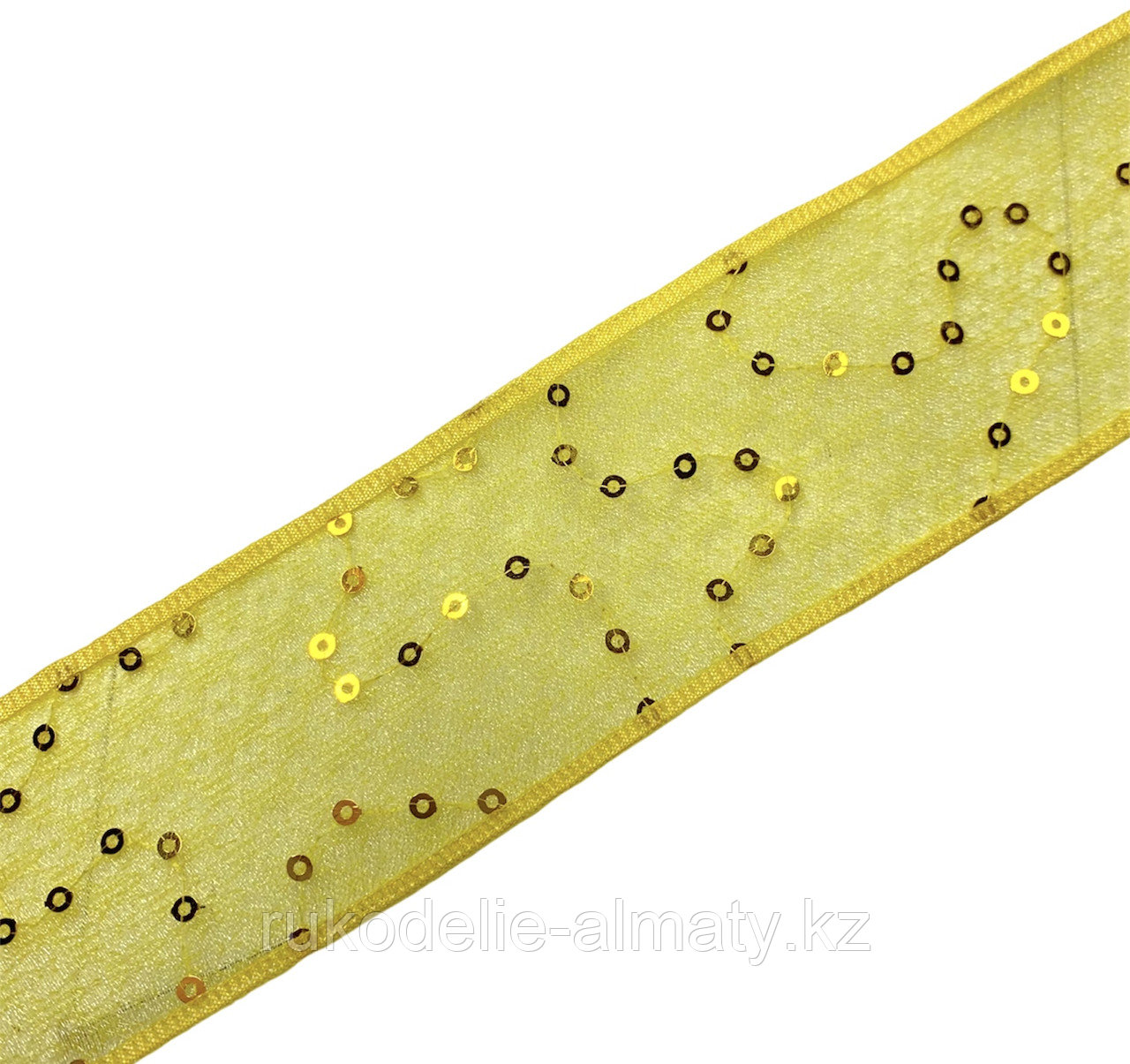 Лента декоративная с блестящими пайетками 40 мм, Д3-61 желтый - фото 2 - id-p85315748