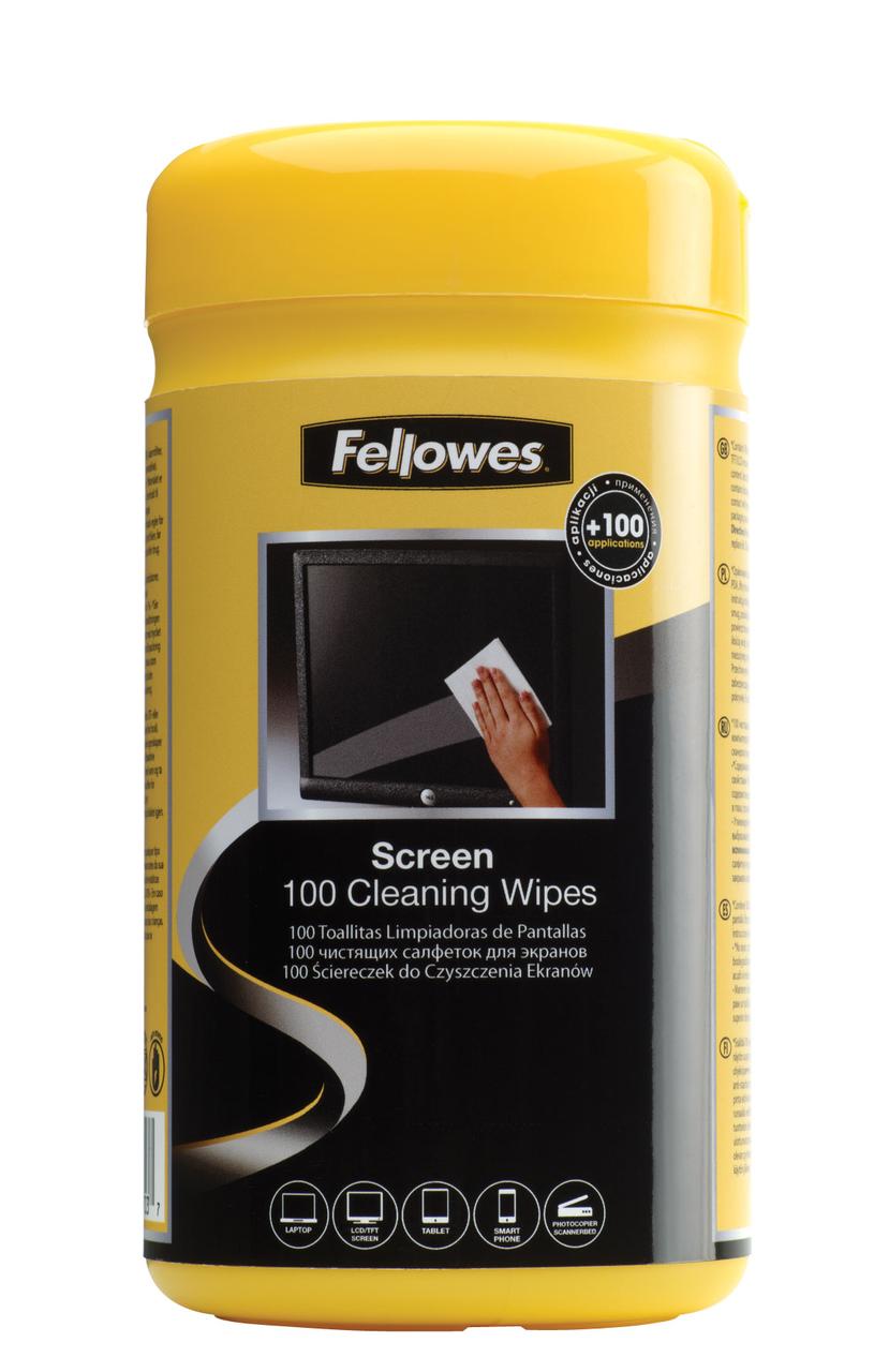 Салфетки для экранов Fellowes® дерматологически безопасные 100 шт. в тубе UK