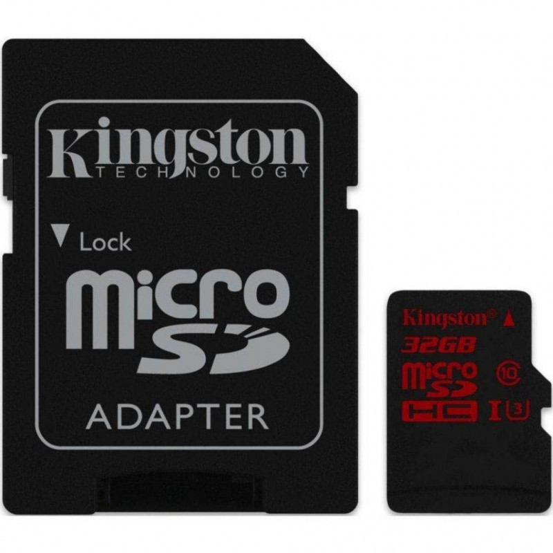 Карта памяти, Kingston, SDCA3/32GB, UHS class 3 (U3), 4K2K, 90R/80W + адаптер SD - фото 1 - id-p85312210