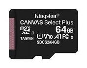 Карта памяти, Kingston, SDCS2/64GBSP, MicroSDXC 64GB, Canvas Select Plus, Class 10, без адаптера