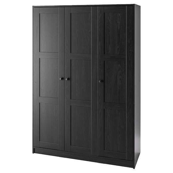 Гардероб 3-дверный РАККЕСТАД черно-коричневый 117x176 см ИКЕА, IKEA