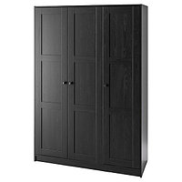 Гардероб 3-дверный РАККЕСТАД черно-коричневый 117x176 см ИКЕА, IKEA, фото 1