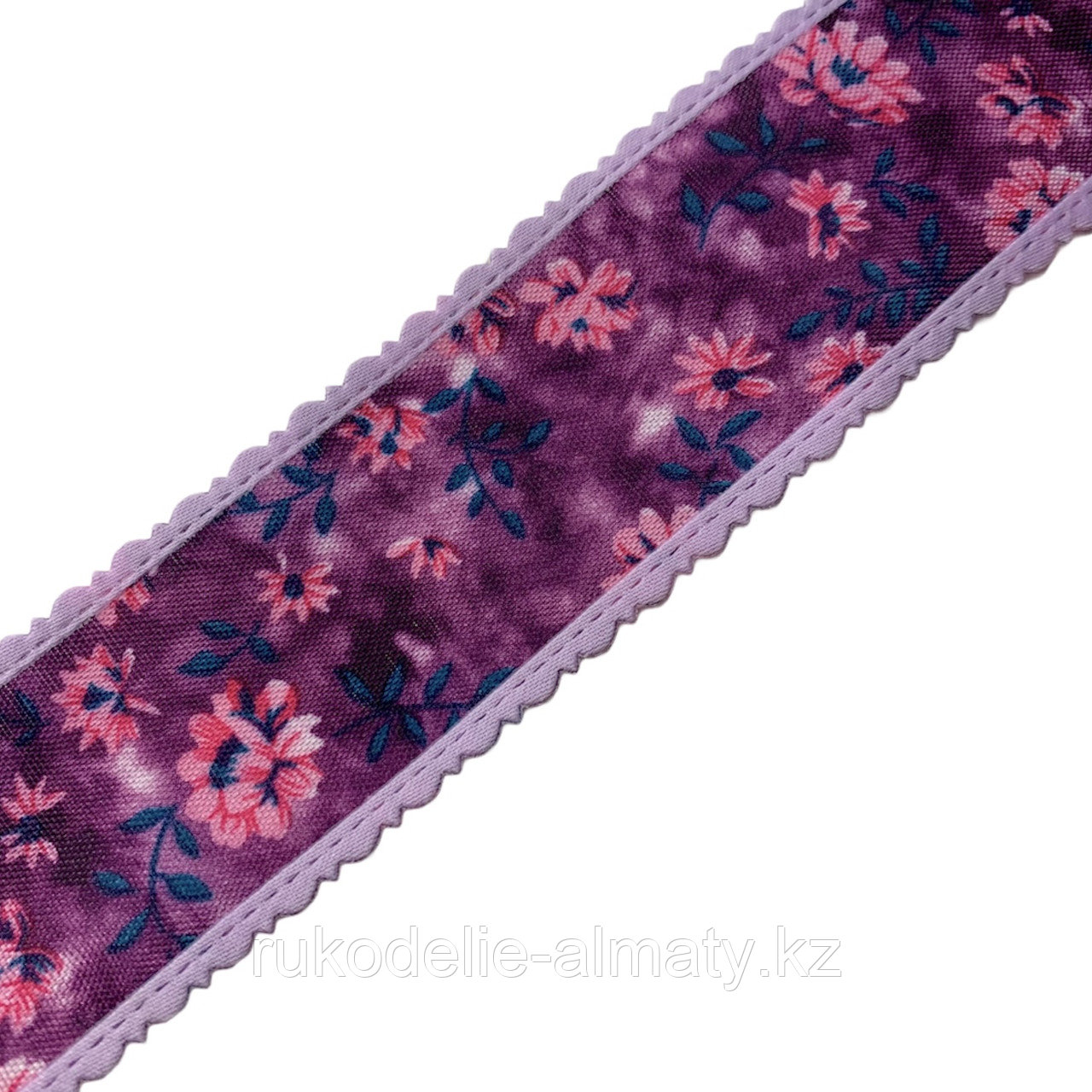 Лента декоративная хлопковая, с цветочками 40 мм, Д3-33 фиолетовый - фото 2 - id-p85339850