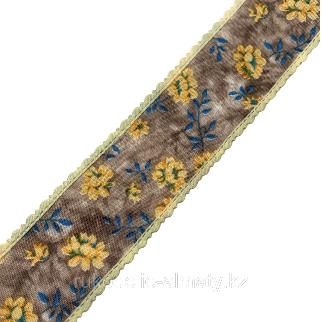 Лента декоративная хлопковая, с цветочками 40 мм, Д3-33 бежевый - фото 2 - id-p85339851