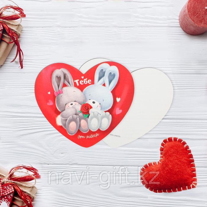 Открытка валентинка «Влюблённые зайки», 7 × 6 см - фото 1 - id-p85340363