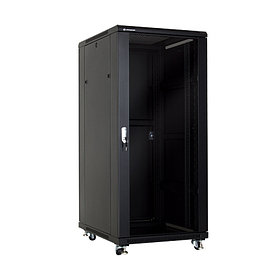 Шкаф напольный 27U, 600*800*1400, цвет чёрный, передняя дверь стеклянная LinkBasic
