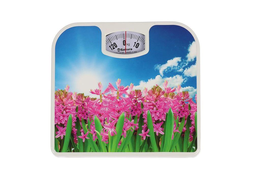 Весы напольн Sakura SA-5000-7 130кг мех геацинты