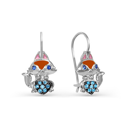 Серьги Дельта серебро с родием с920925
